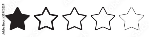 Star icons in five different versions in a flat design
