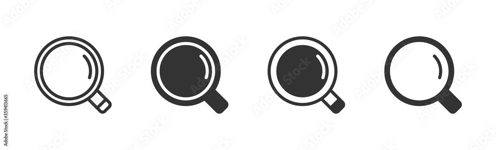 Search icons in four different versions in a flat design Stock Vector ...