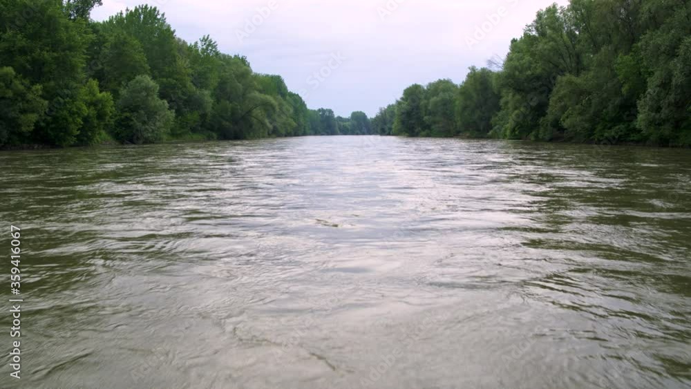 4K Drone Shot Of River With Steady Flow Surrounded With Trees 4K Drone Shot Of River With Steady Flow Surrounded With Trees