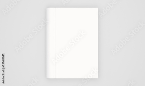 Blank book cover template isolated on white background. 3D rendering.