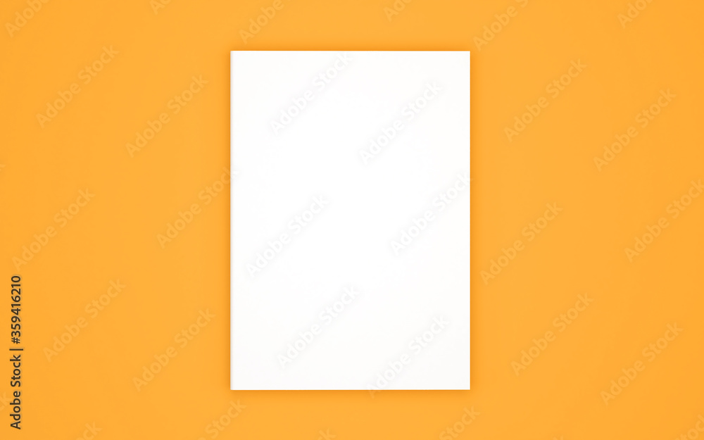 Blank book cover template isolated on yellow background. 3D rendering. Blank book cover template isolated on yellow background. 3D rendering.