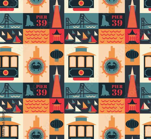 San Francisco pattern seamless design illustration