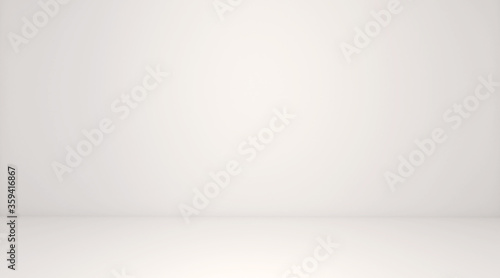 White room space background. Front view of white interior, empty room with soft light illumination. 3d rendering.