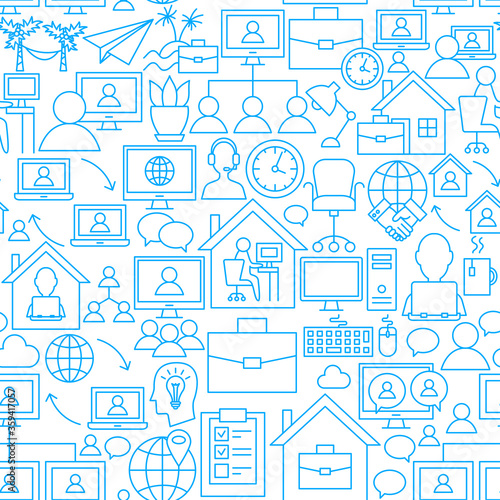 Remote Work Line Seamless Pattern