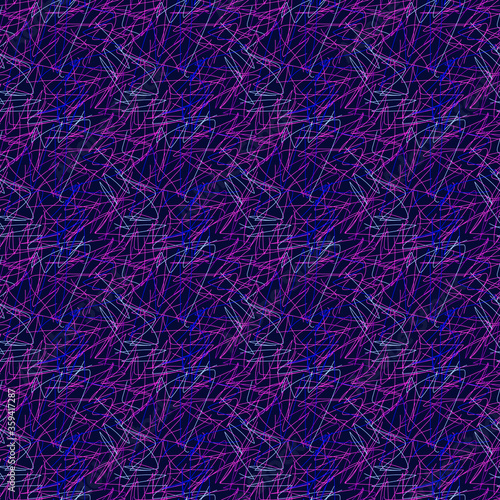 Pattern of multicolored lines on a blue background.