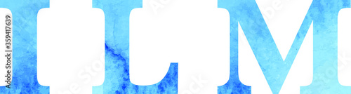 Letters, watercolor blue texture, font, serif, characters, lettering