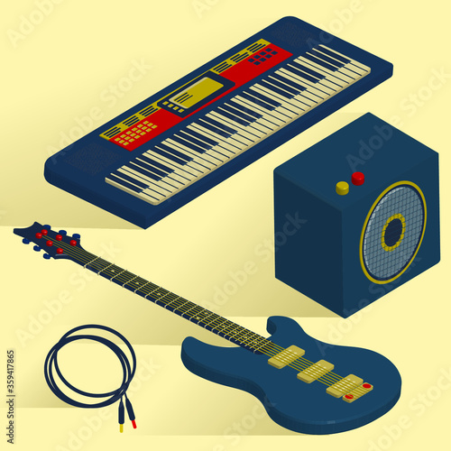 electric guitar and musical instrument set