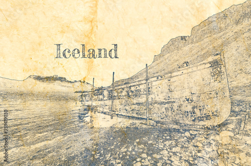 Old ship wreck in Iceland, ...