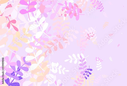 Light Pink, Yellow vector natural backdrop with leaves.