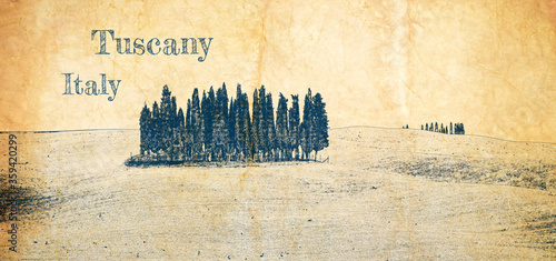 Sketch of famous Tuscany cy...