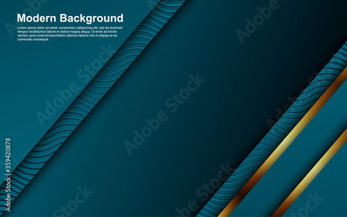 Illustration vector graphic of abstract background black and blue color with golden line modern