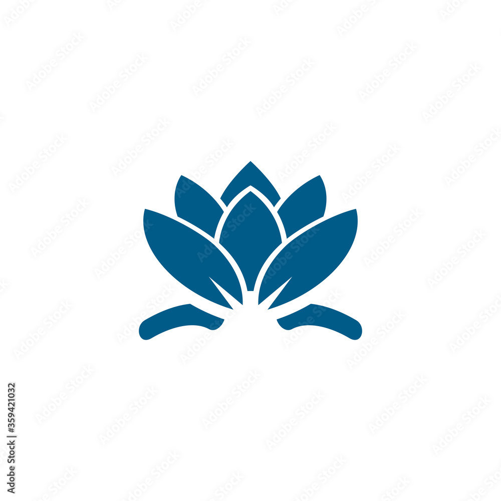 Water Lily Blue Icon On White Background. Blue Flat Style Vector Illustration