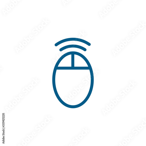 Wifi Mouse Line Blue Icon On White Background. Blue Flat Style Vector Illustration