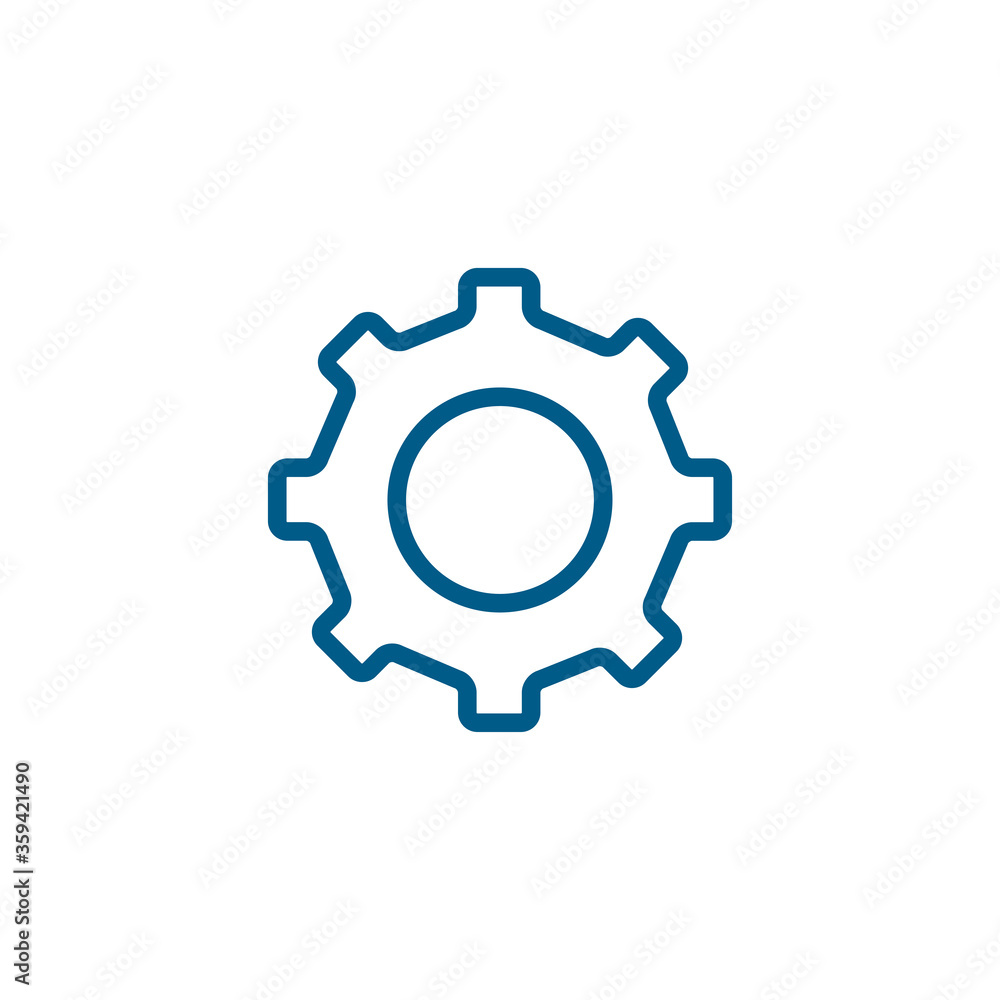 Gear Line Blue Icon On White Background. Blue Flat Style Vector Illustration