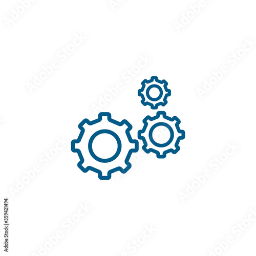 Gear Line Blue Icon On White Background. Blue Flat Style Vector Illustration