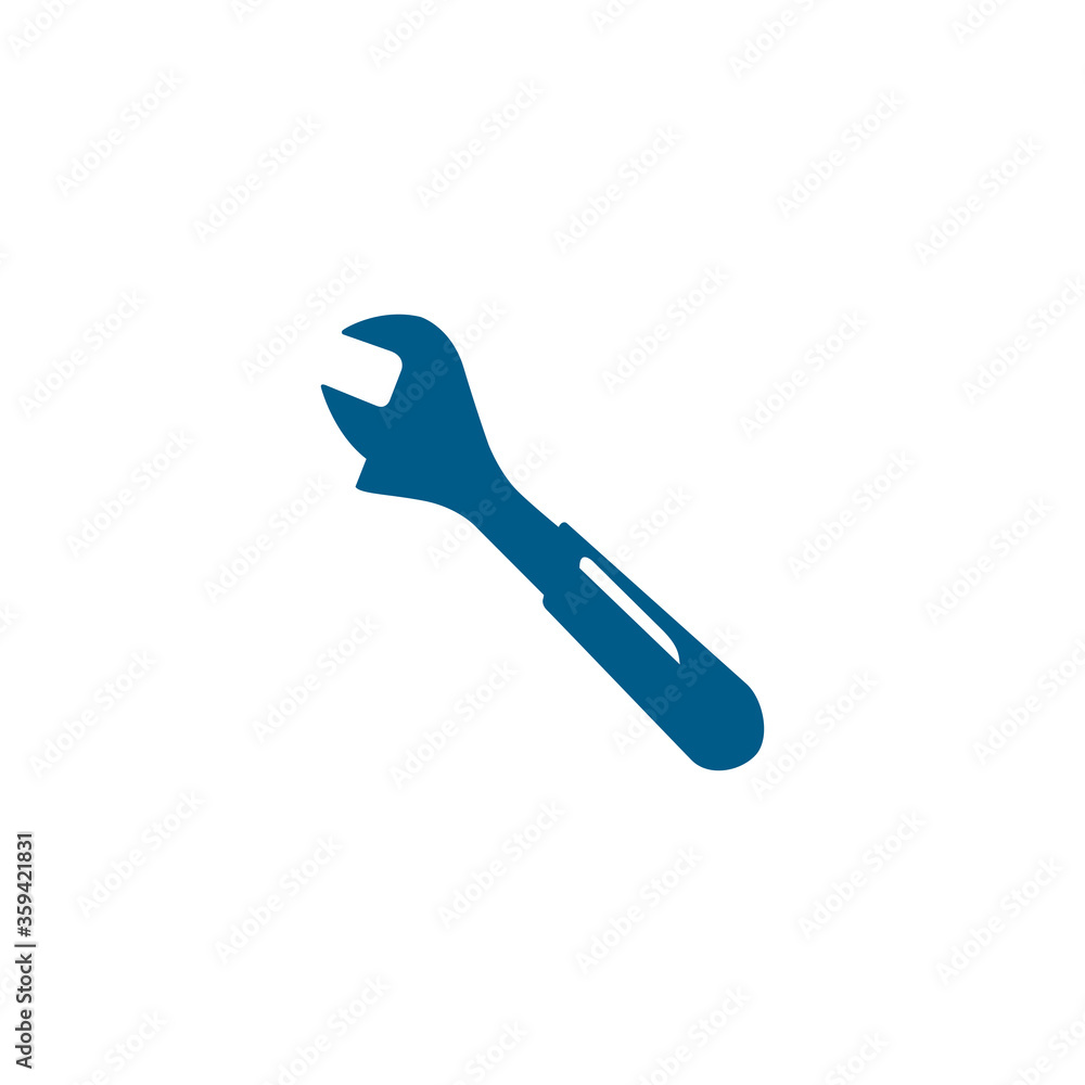 Wrench Blue Icon On White Background. Blue Flat Style Vector Illustration Wrench Blue Icon On White Background. Blue Flat Style Vector Illustration
