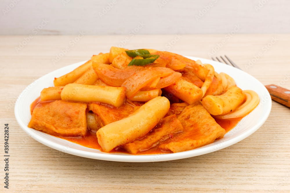 Red Tteokbokki on white background Red Tteokbokki on white background