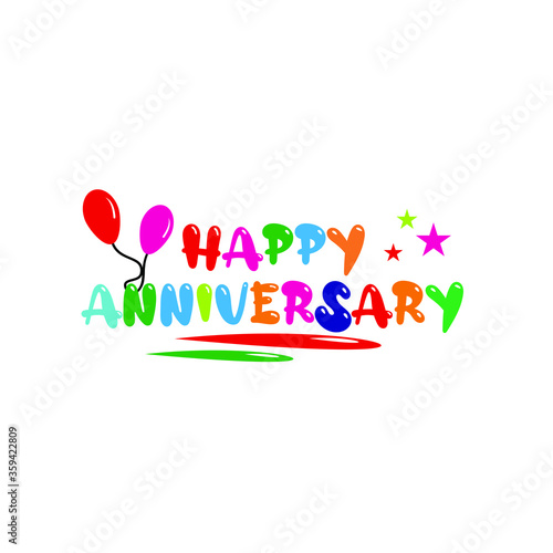Happy anniversary for greeting cards and poster with balloon  confetti  gift box  and birthday celebration.