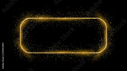 Golden rounded rectangle frame with glitter