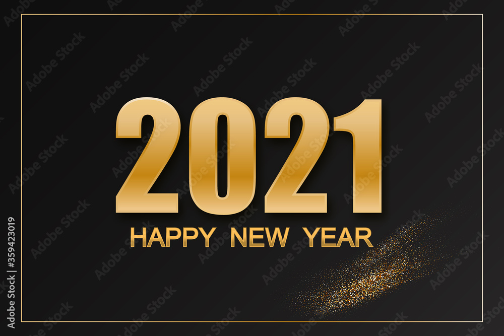 Vector golden text lettering 2021 with glitter on black background for New Year. Vector golden text lettering 2021 with glitter on black background for New Year.