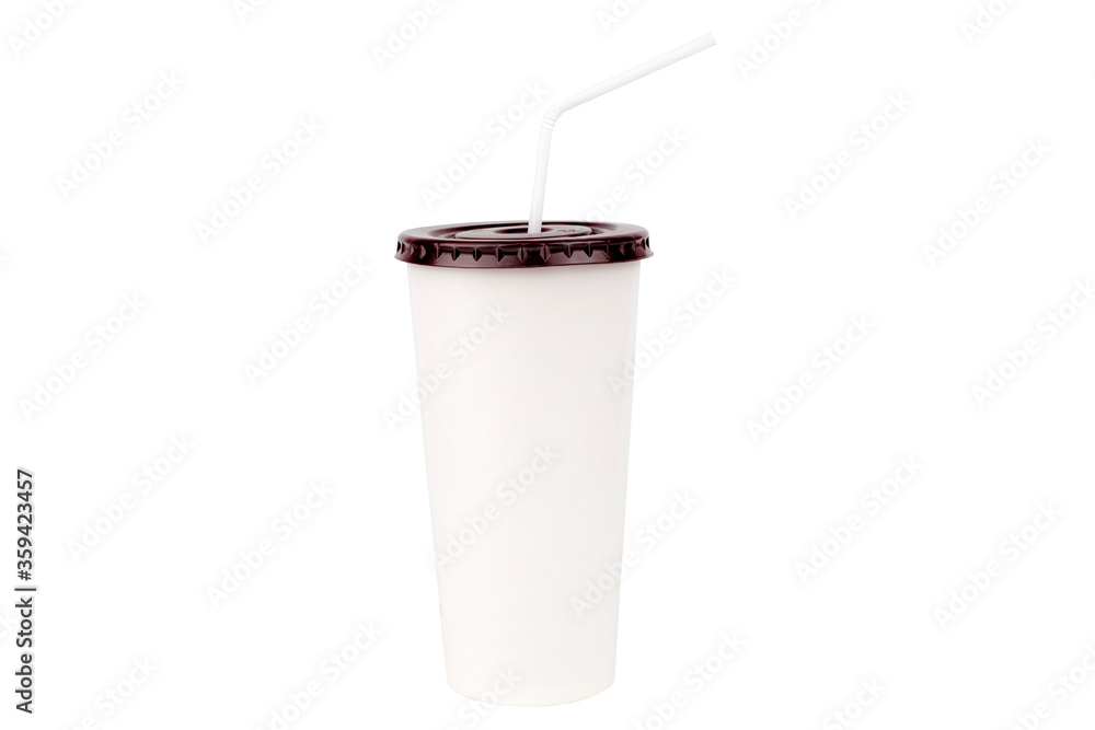 Paper cups with straws on a white background with Clipping Path. Paper cups with straws on a white background with Clipping Path.