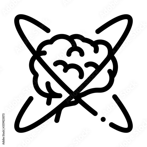 brain in center of atom icon vector. brain in center of atom sign. isolated contour symbol illustration