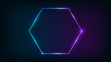 Neon hexagon frame with shining effects 