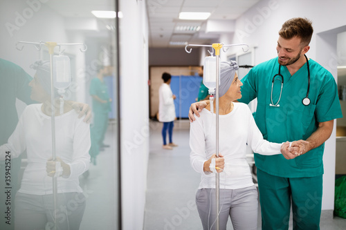Photography Woman with cancer during chemotherapy recovering from illness in hospital