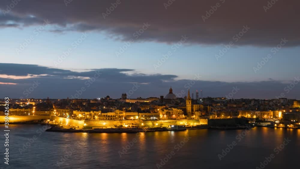 Morning night to day timelapse of Valletta old town, Malta Morning night to day timelapse of Valletta old town, Malta