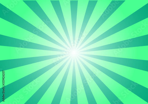 Abstract blue sunrise stripes on menthol background. Vector illustration.