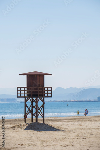 beach security guard booth on the cullera beach