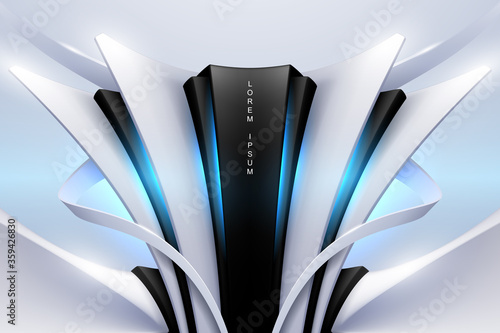 Abstract technology white and black background with blue light effect