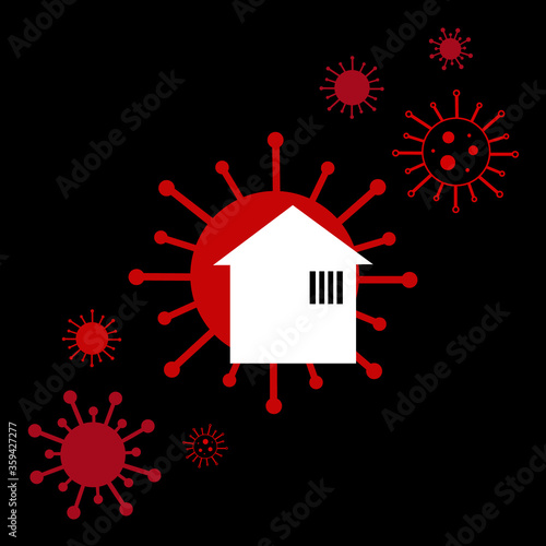 Conceptual coronavirus vector illustration, unsafe home and feeling of isolation during lockdown