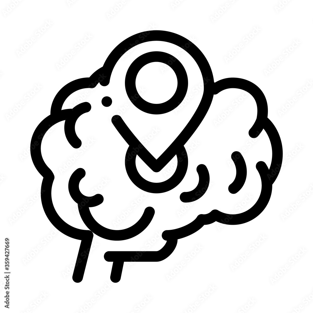 dementia brain location gps sign icon vector. dementia brain location gps sign sign. isolated contour symbol illustration dementia brain location gps sign icon vector. dementia brain location gps sign sign. isolated contour symbol illustration