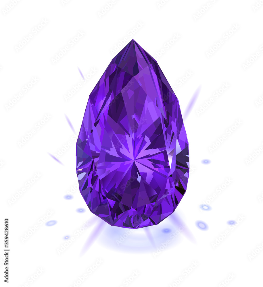Beautiful purple gemstone in the shape of a drop isolated on white background. Vector illustration.
Beautiful purple gemstone in the shape of a drop isolated on white background. Vector illustration.
