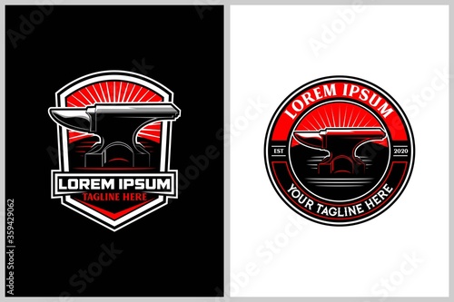 Anvil vector badge round logo template