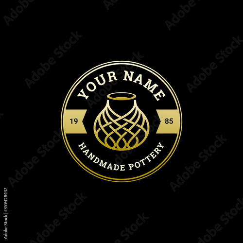 Handmade Pottery Badge Logo Template