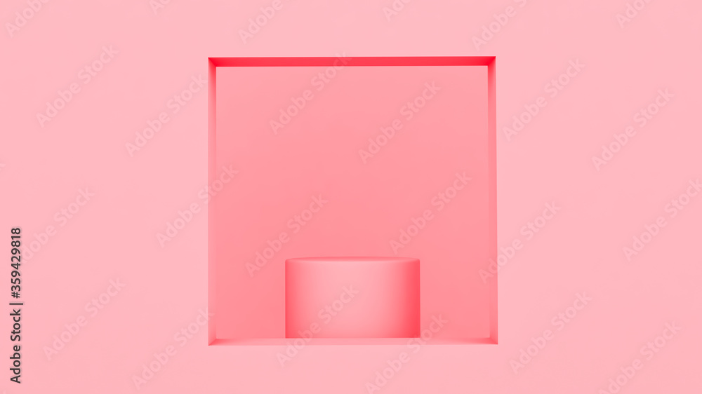 Pink background with pedestal to present product Pink background with pedestal to present product