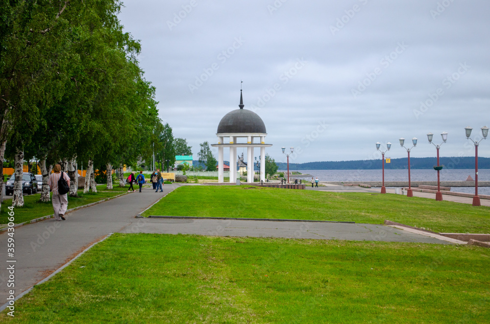 Beautiful view on Onega Lake, Russia, Petrozavodsk, Karelia region.