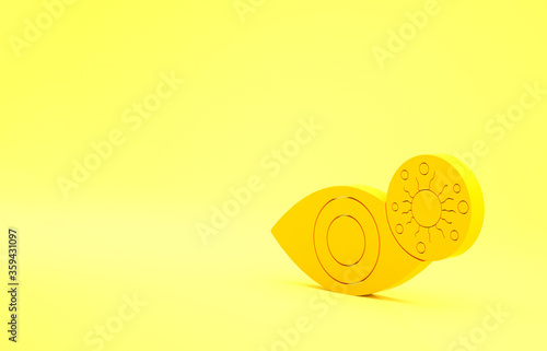 Yellow Reddish eye due to virus, bacterial or allergic conjunctivitis icon isolated on yellow background. Minimalism concept. 3d illustration 3D render. photo