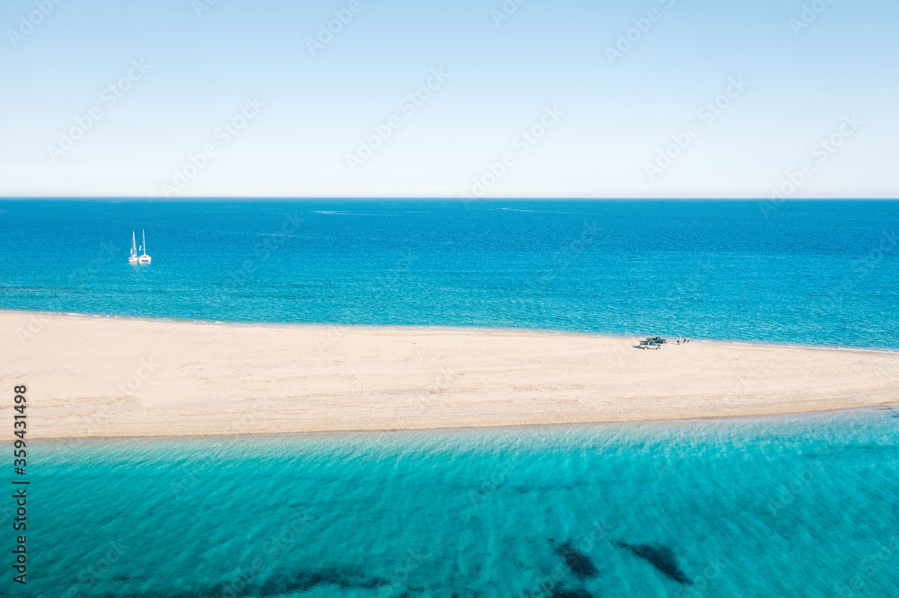 Aerial view of Possidi beach at Halkidiki Peninsula, Greece,