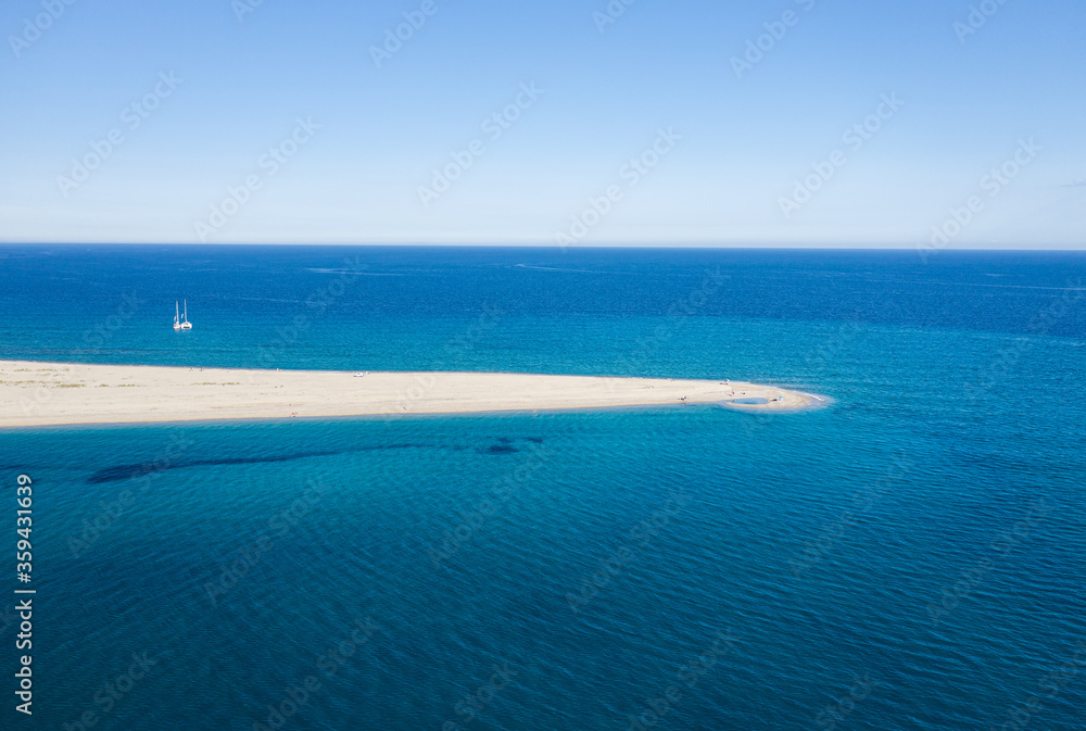Summer background. Aerial photo of Possidi beach at Halkidiki Peninsula, Greece Summer background. Aerial photo of Possidi beach at Halkidiki Peninsula, Greece