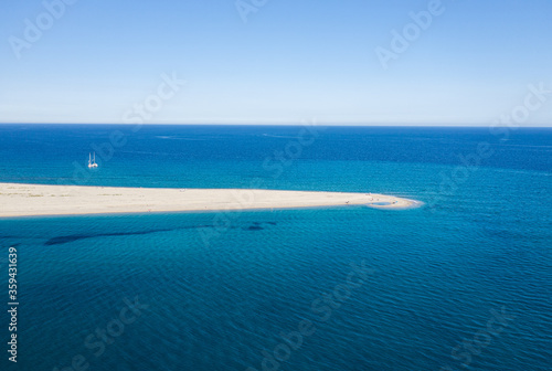 Summer background. Aerial photo of Possidi beach at Halkidiki Peninsula, Greece