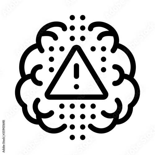 brain exclamation mark icon vector. brain exclamation mark sign. isolated contour symbol illustration