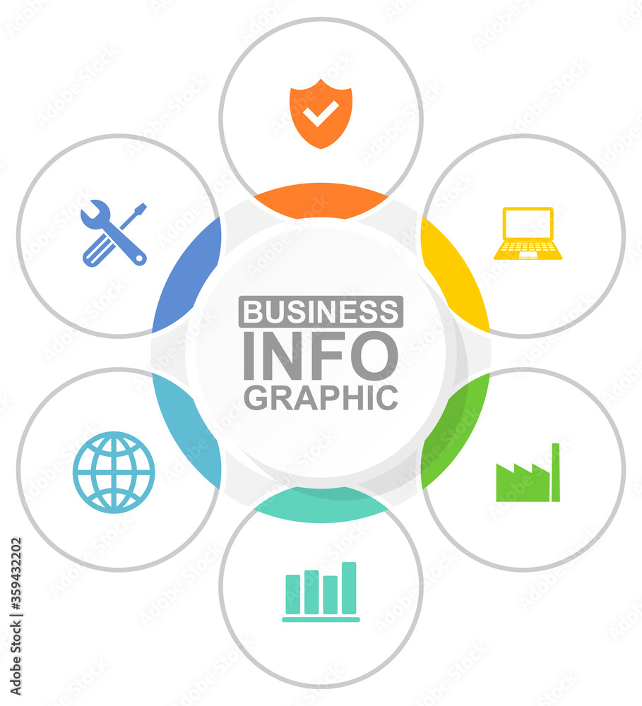 Infographic vector template for presentation, chart, diagram, graph, business concept with 6 options