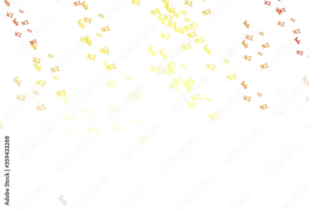 Light Red, Yellow vector texture with selling prices 30, 50, 90 %. Light Red, Yellow vector texture with selling prices 30, 50, 90 %.