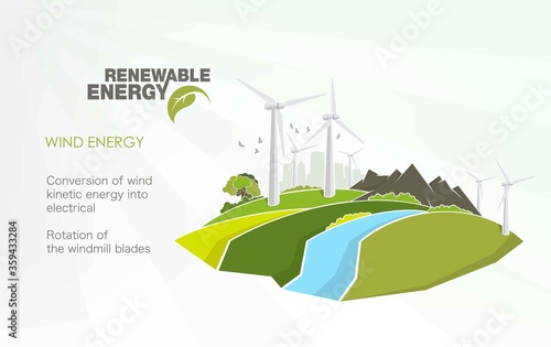 renewable energy infographics with elements of the water of the sun wind and earth