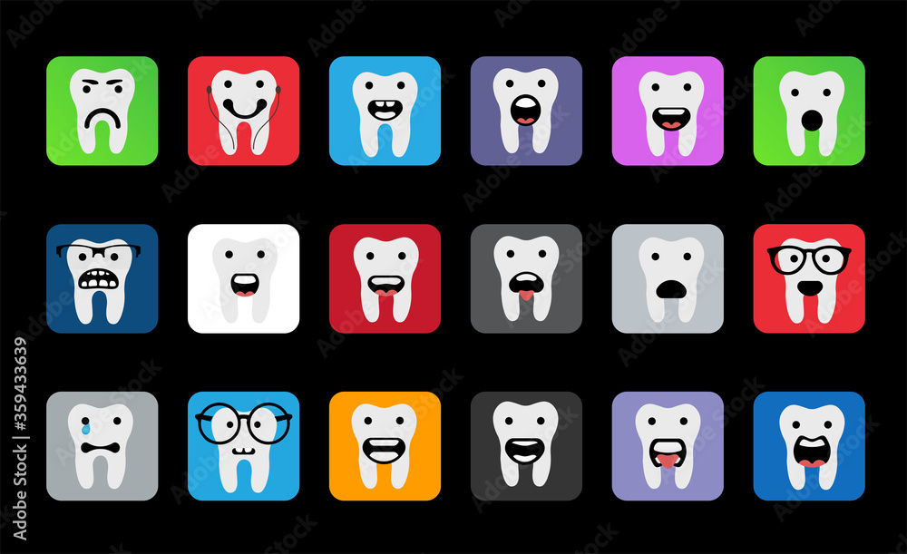 tooth icons vector design isolated on black tooth icons vector design isolated on black