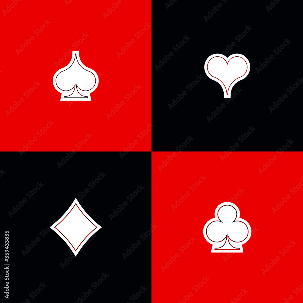 Set shape diamonds, clovers, hearts and spades Four Playing card suits