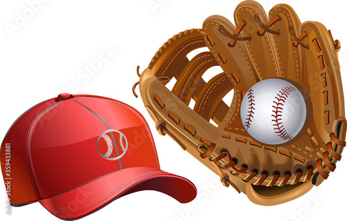 Baseball Mitt ball and Cap